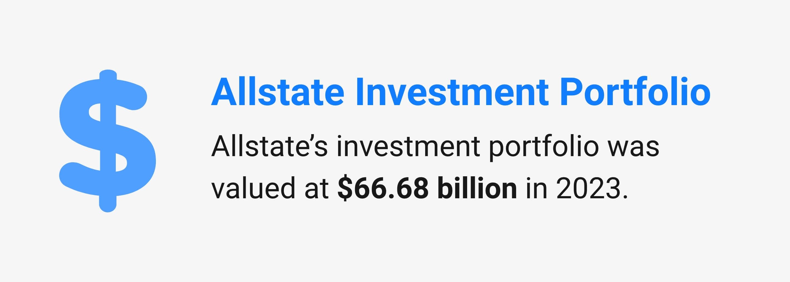 Allstate Investment Portfolio Value: $66.68 billion in 2023.