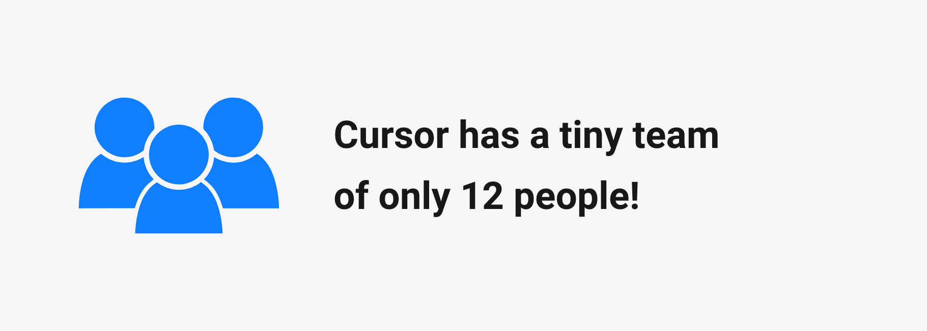 Cursor team/employee size – Cursor operates with a team of just 12 people.